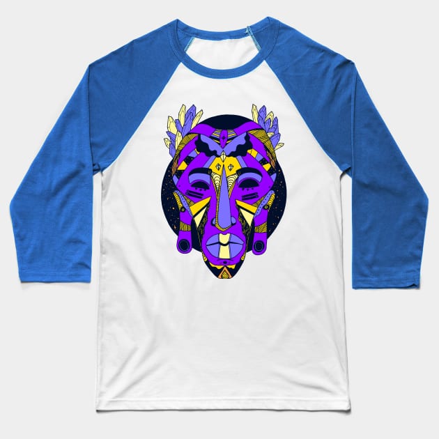 African Mask 1 - Purple Edition Baseball T-Shirt by kenallouis